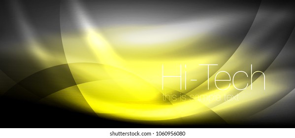 Efecto luminoso brillante neón ondas brillantes, luces brillantes. Fondo abstracto futurista digital tecno, ilustración vectorial
