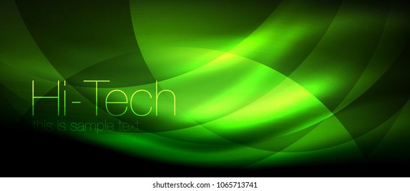 Efecto luminoso brillante neón ondas brillantes, luces brillantes. Fondo abstracto futurista digital tecno, ilustración vectorial