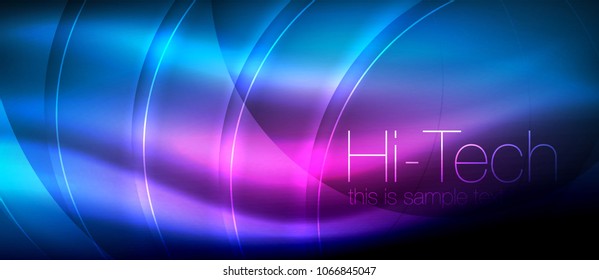 Efecto luminoso brillante neón ondas brillantes, luces brillantes. Fondo abstracto futurista digital tecno, ilustración vectorial