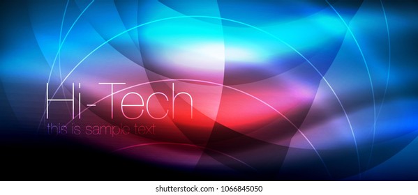 Efecto luminoso brillante neón ondas brillantes, luces brillantes. Fondo abstracto futurista digital tecno, ilustración vectorial