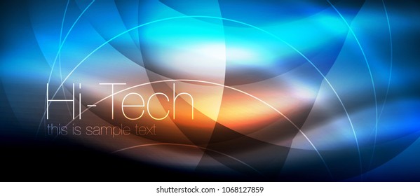 Efecto luminoso brillante neón ondas brillantes, luces brillantes. Fondo abstracto futurista digital tecno, ilustración vectorial