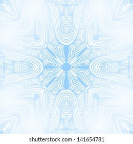 Glossy light ornamental round lace pattern, vector circle background with many details. Winter ice backdrop