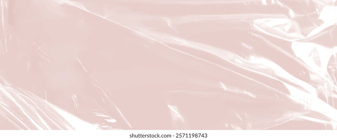 Glossy, light pink background with a smooth, reflective texture. The background features a soft pink hue with a shiny finish. Plastic foil wrap texture background. Pink background vector.