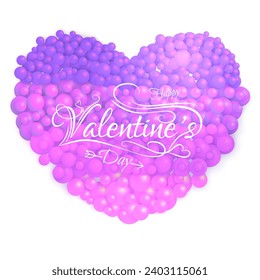 Glossy Light Purple Heart Shaped Made By Balls or Balloons for Happy Valentines Day. Can Be Used as a Card Design.