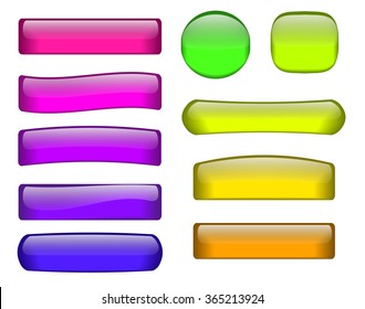 glossy light soft white colored volumetric button set for an application