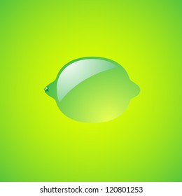 Glossy lime on green background