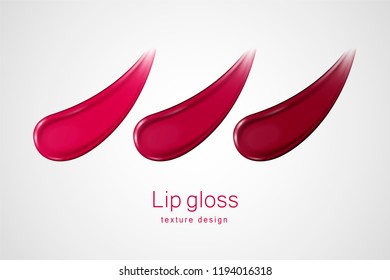 Glossy lip gloss smear texture in 3d illustration on white background