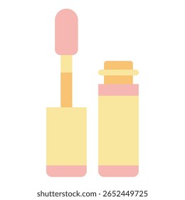 Tubo lustroso labial com forma arredondada e ponta do aplicador.