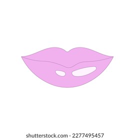 Glossy Lips in 90s style. Hand drawn neon smile in retro cartoon style. Isolated vector illustration for lipstick, cosmetic design, logo, print