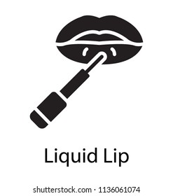 Glossy lips with the application of gloss stick 