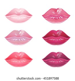 glossy lips of different shades of lipstick