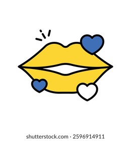 Glossy Lips  vector filled outline icon. EPS 10 file