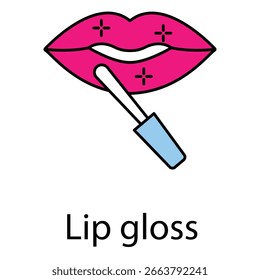 Icono de Vector de labios brillantes con diseño de brillo de labios
