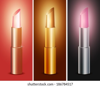 Glossy Lipsticks set of three with various shades