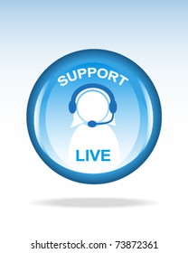 glossy live support button or icon