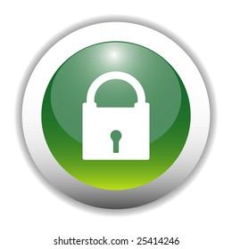 Glossy Lock Sign Icon Button