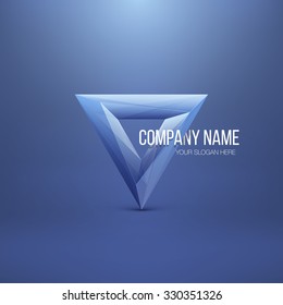 Glossy Logo Design. Abstract Polygon Triangle. Colorful Icon. Vector Illustration. 