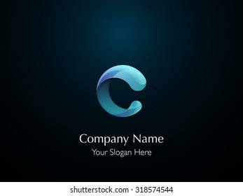 Glossy Logo Design. Letter C. Colorful Icon. Vector Illustration.