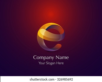 Glossy Logo Design. Letter E. Colorful Icon. Vector Illustration.