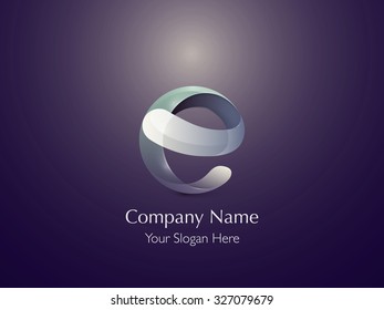 Glossy Logo Design. Letter E. Colorful Icon. Vector Illustration.