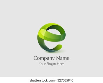 Glossy Logo Design. Letter E. Colorful Icon. Vector Illustration.