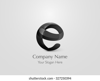 Glossy Logo Design. Letter E Icon. Vector Illustration.