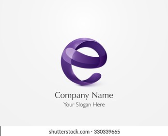 Glossy Logo Design. Letter E. Colorful Icon. Vector Illustration.