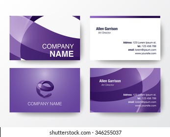 Glossy logo design on business cards template. Letter E icon. Vector illustration.