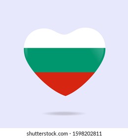 Glossy Love Bulgaria symbol. Heart flag button icon. Vector illustration EPS 10