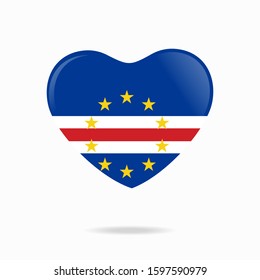 Glossy Love Cape Verde symbol isolated on white background. Heart flag button icon. Vector illustration EPS 10
