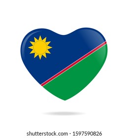 Glossy Love Namibia symbol isolated on white background. Heart flag button icon. Vector illustration EPS 10