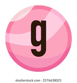 Glossy Lowercase Pink Bubble Letter ‘g’ with a Romantic Valentine’s Day Theme, Featuring Soft Pastel Gradients, Ideal for Creative Typography and Greeting Card Designs