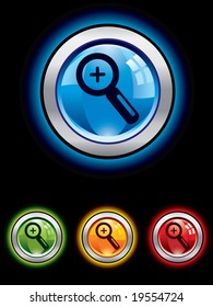 Glossy magnifier button from series