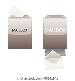 Glossy mailbox color set with multiply shadows, vector illustration, eps10, 3 layers, and BONUS: orange mailbox on invisible layer!