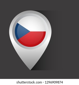 glossy map pointer with circle czech republic flag 