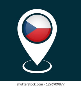 glossy map pointer with circle czech republic flag 