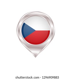glossy map pointer with circle czech republic flag 