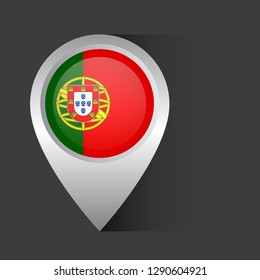glossy map pointer with circle portugal flag