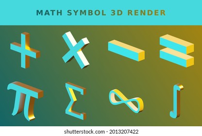 glossy math symbol isometric duo tone 3d render