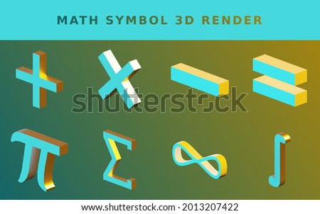 glossy math symbol isometric duo tone 3d render