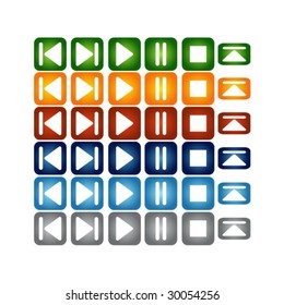 Glossy media buttons. Vector