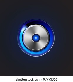 Glossy media player metal button. Vector illustration