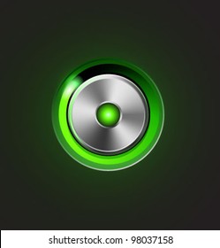 Glossy media player metal button. Vector illustration