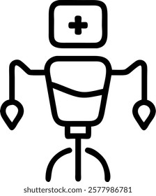 Glossy medical robot icon on plain white background concept as A glossy icon of a medical robot on a plain white background symbolizing the presence of robotics in healthcare. The