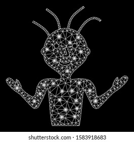 Glossy mesh boy with glare effect. Abstract illuminated model of boy icon. Shiny wire frame triangular mesh boy. Vector abstraction on a black background. Abstract 2d mesh built from polygonal grid,