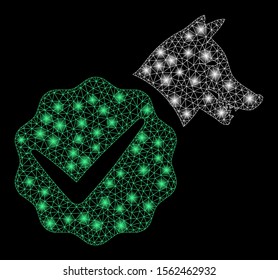 Glossy mesh for dogs only with glitter effect. Abstract illuminated model of for dogs only icon. Shiny wire frame polygonal mesh for dogs only. Vector abstraction on a black background.