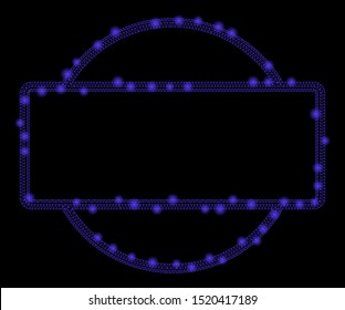Glossy mesh double round and rectangle frame with glow effect. Abstract illuminated model of double round and rectangle frame icon. Shiny wire frame polygonal mesh double round and rectangle frame.