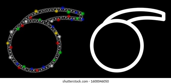 Glossy mesh empty special retort icon with lightspot effect. Abstract illuminated model of empty special retort. Shiny wire frame polygonal mesh empty special retort icon.