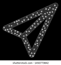 Glossy mesh freelance with sparkle effect. Abstract illuminated model of freelance icon. Shiny wire frame polygonal network freelance. Vector abstraction on a black background.