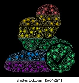 Glossy mesh for gays with lightspot effect. Abstract illuminated model of for gays icon. Shiny wire frame triangular mesh for gays. Vector abstraction on a black background.